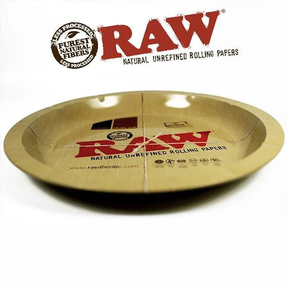RAW branded natural unrefined rolling papers ashtray with purest natural fibers logo