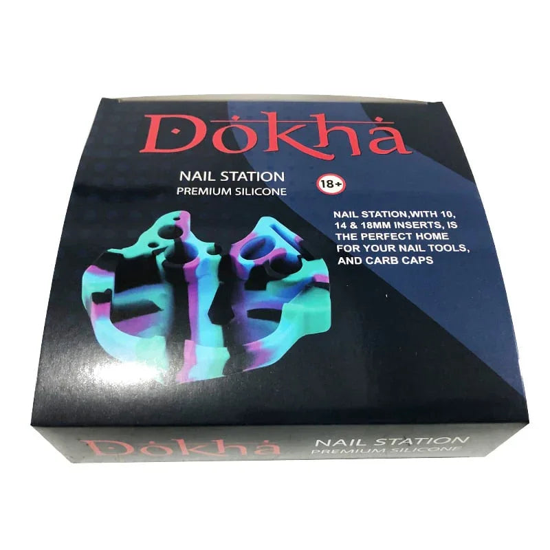 Dokha Nail Station premium silicone holder with multi-sized inserts for nail tools and carb caps