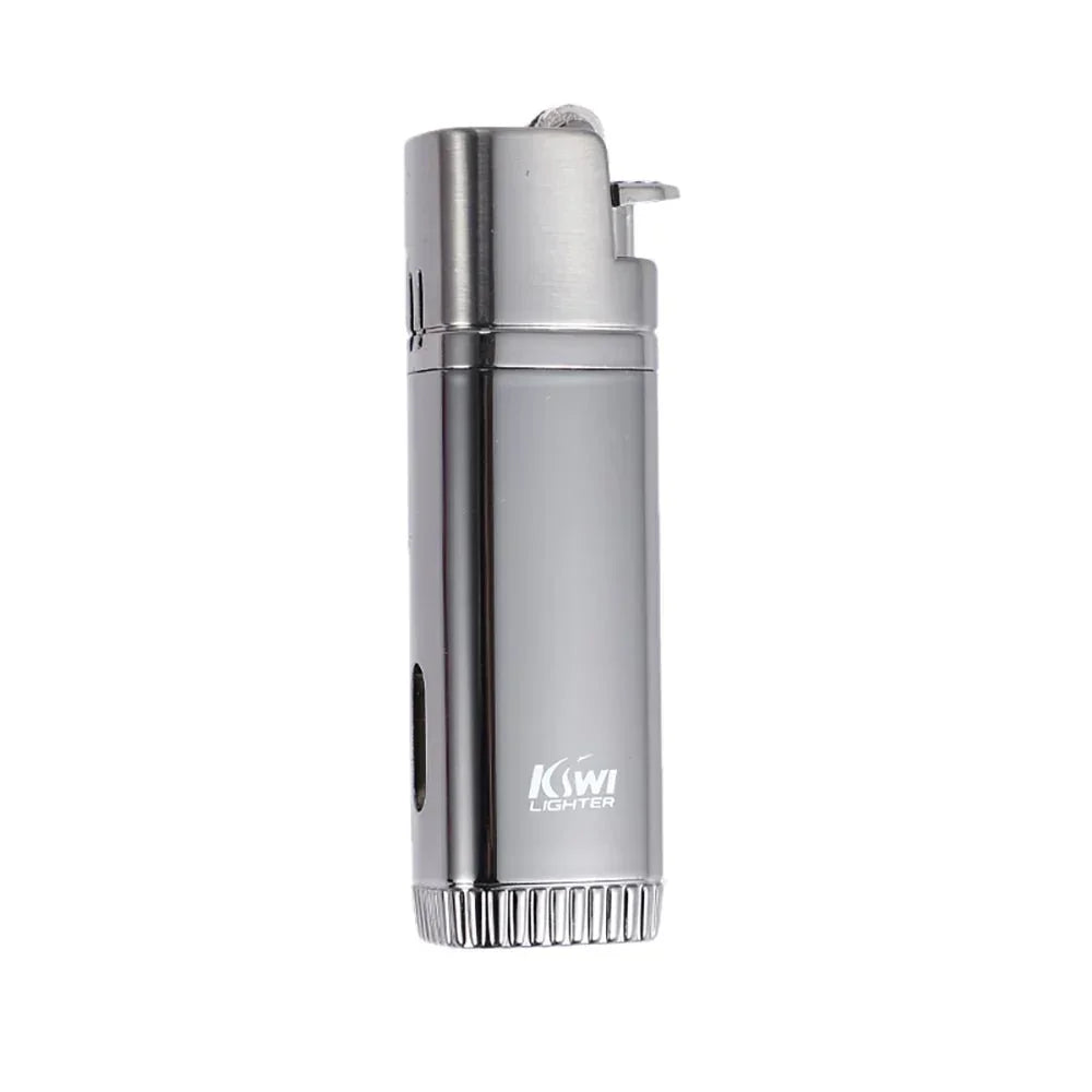 Sleek silver KSwi jet lighter with a metallic finish and visible ignition button