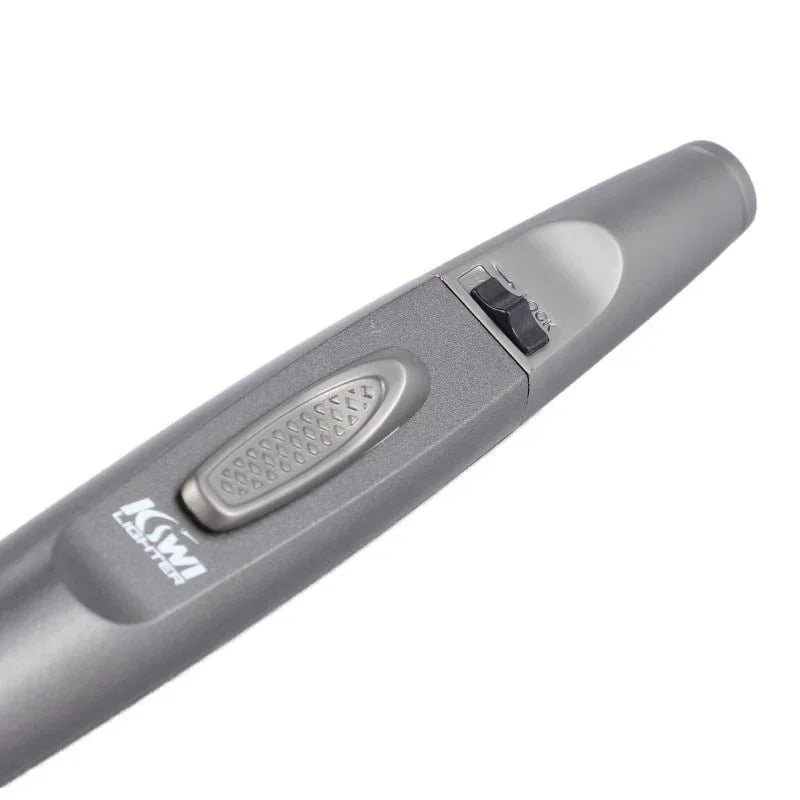 Silver KCM Light Up multipurpose electric lighter with textured grip and lock switch