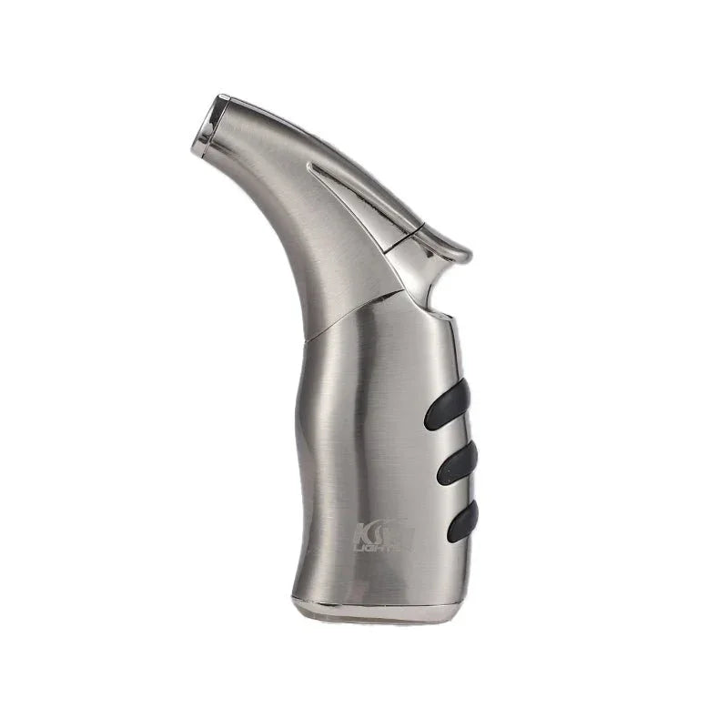 compact stainless steel jet torch lighter with ergonomic grip and sleek design