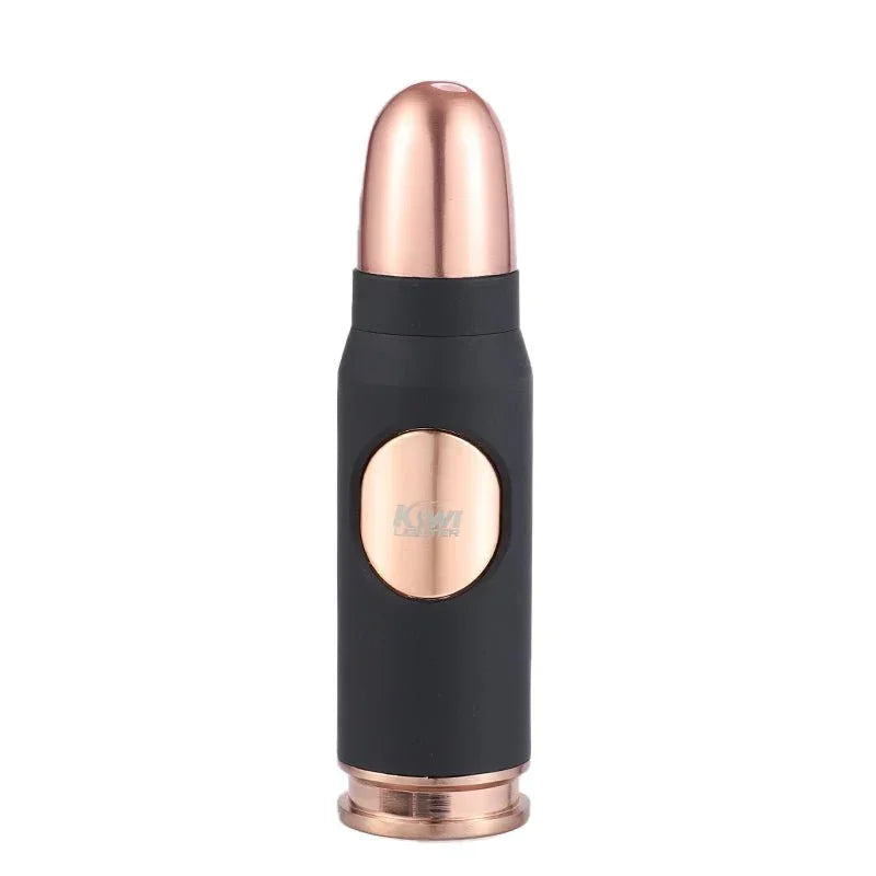 Black and copper bullet-shaped torch lighter with metallic finish and Kiwi branding