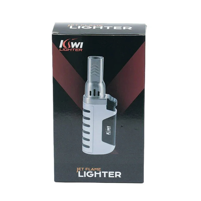 KSWI brand jet flame lighter in black and silver packaging with red accents