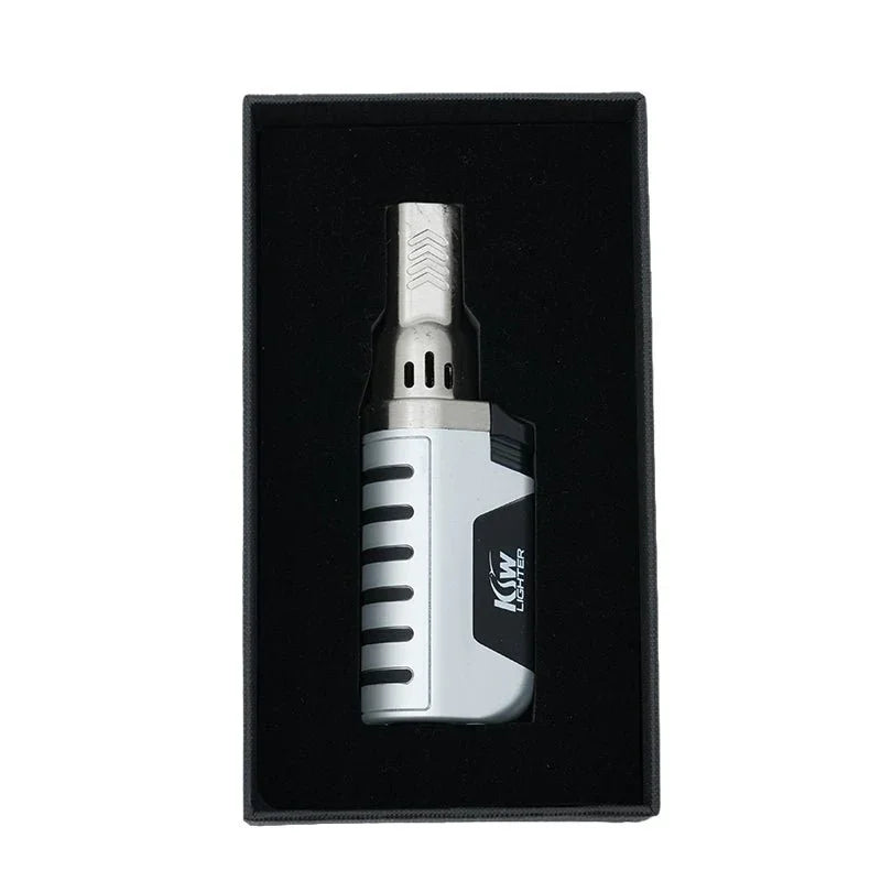 KIW silver and black jet torch lighter in black presentation box