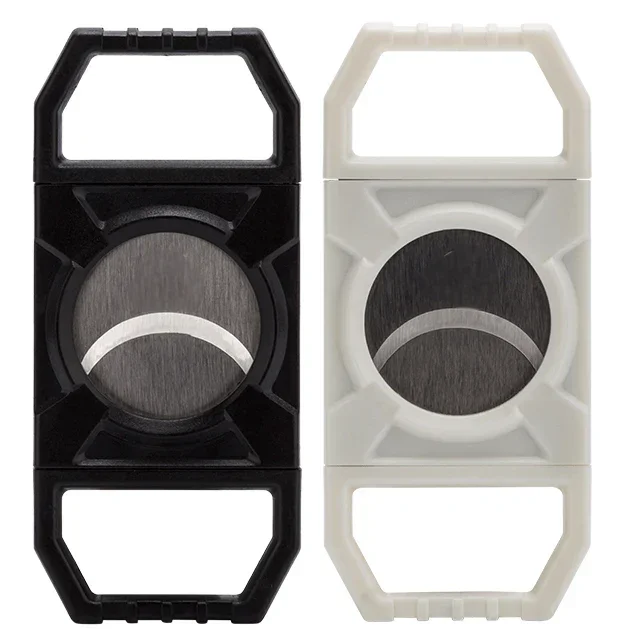 Black and white double-blade cigar cutters with stainless steel circular blades
